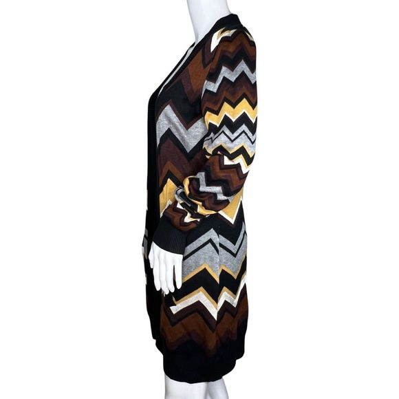 Missoni Sweater Womens Small Black Brown Chevron Longline Cardigan Target Casual - Picture 3 of 7